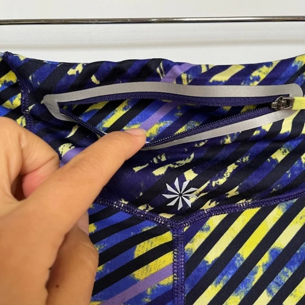 Athleta‎ Capri Crop Lightweight Blue Yellow Leggings Size S